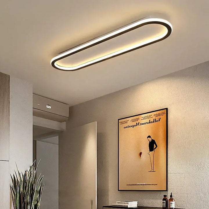 Plafonnier led ovale design minimaliste moderne noir épuré