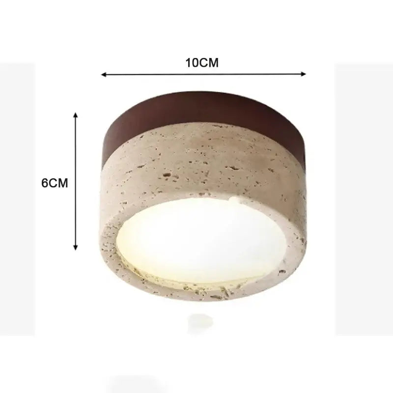 Plafonnier led en pierre et bois naturel design authentique