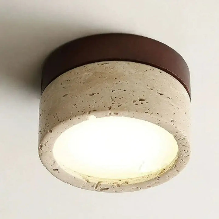 Plafonnier led en pierre et bois naturel design authentique
