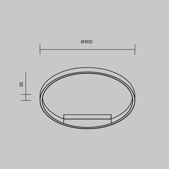 Plafonnier rim led anneau fin circulaire de 600mm diamètre et 35mm hauteur design minimaliste lumineux