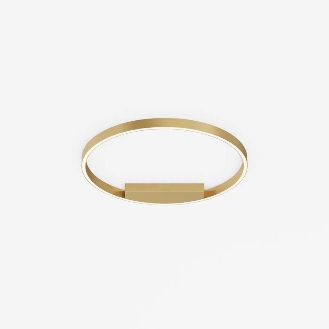 Plafonnier rim led anneau fin en métal doré à design circulaire minimaliste avec accent rectangulaire central