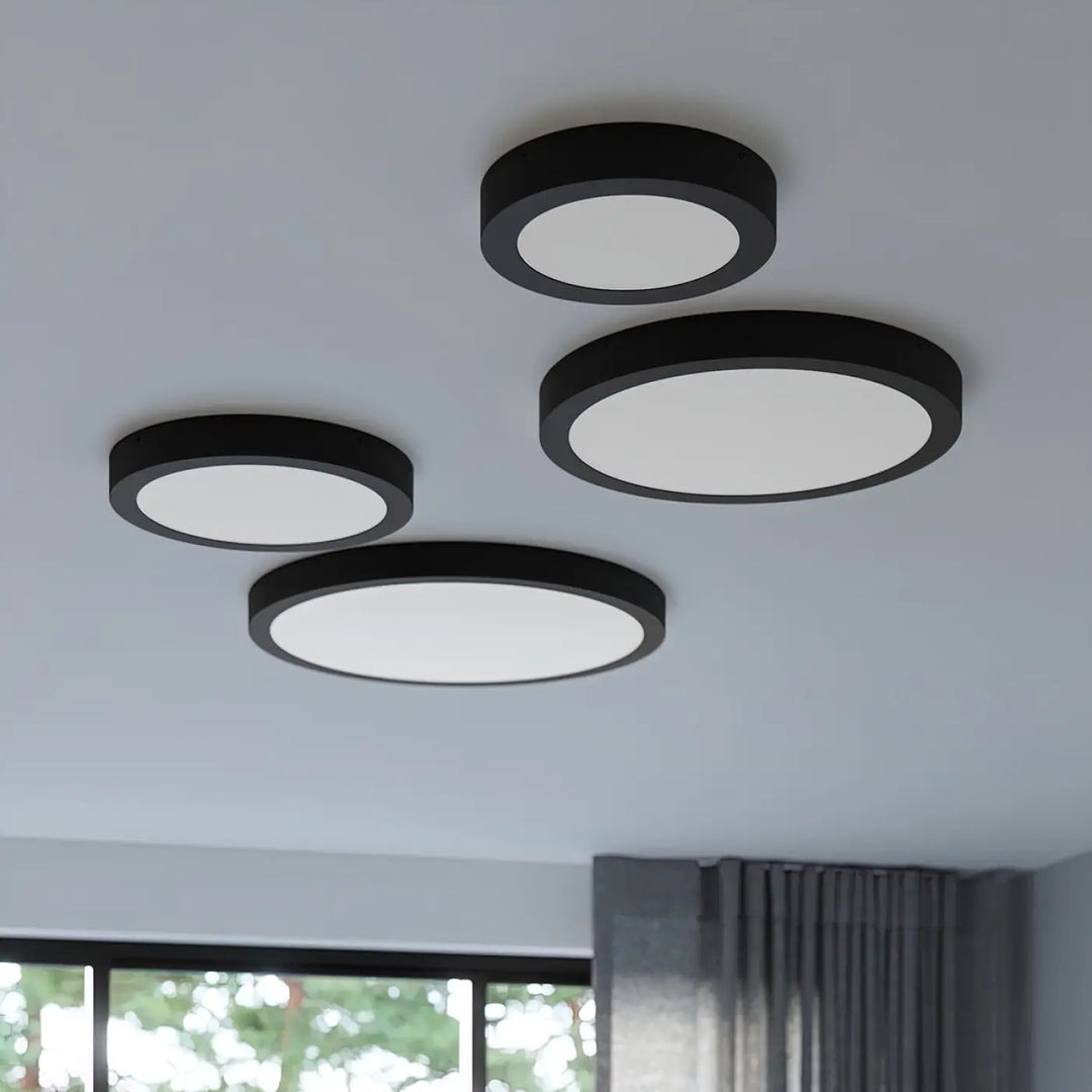 Luminaire plafonnier onyx 30 blanc avec éclairage led 3000k au design rond et minimaliste pour couleurs intemporelles