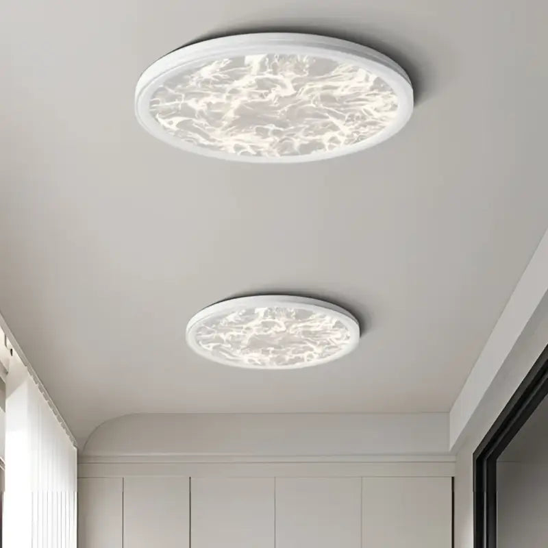 Plafonnier led rond effet marbre design moderne blanc noir