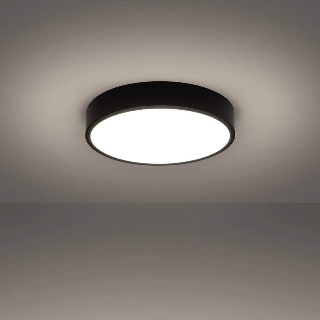 Luminaire plafonnier noir allumé