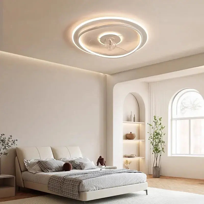 Plafonnier LED rond minimaliste avec ventilateur intégré design