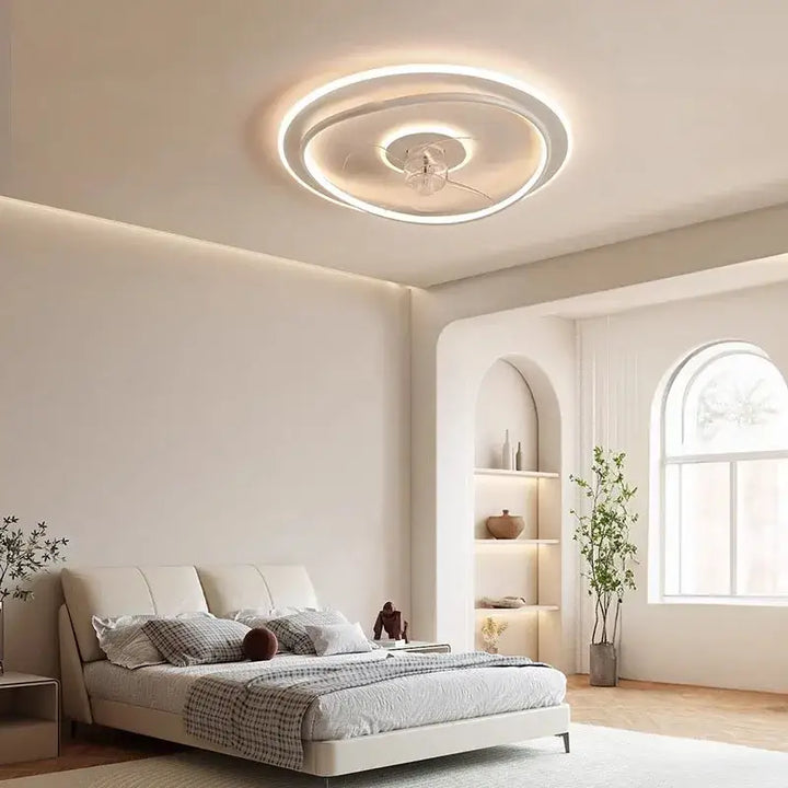 Plafonnier LED rond minimaliste avec ventilateur intégré design