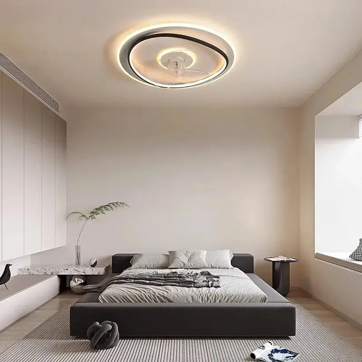 Plafonnier LED rond minimaliste avec ventilateur intégré design