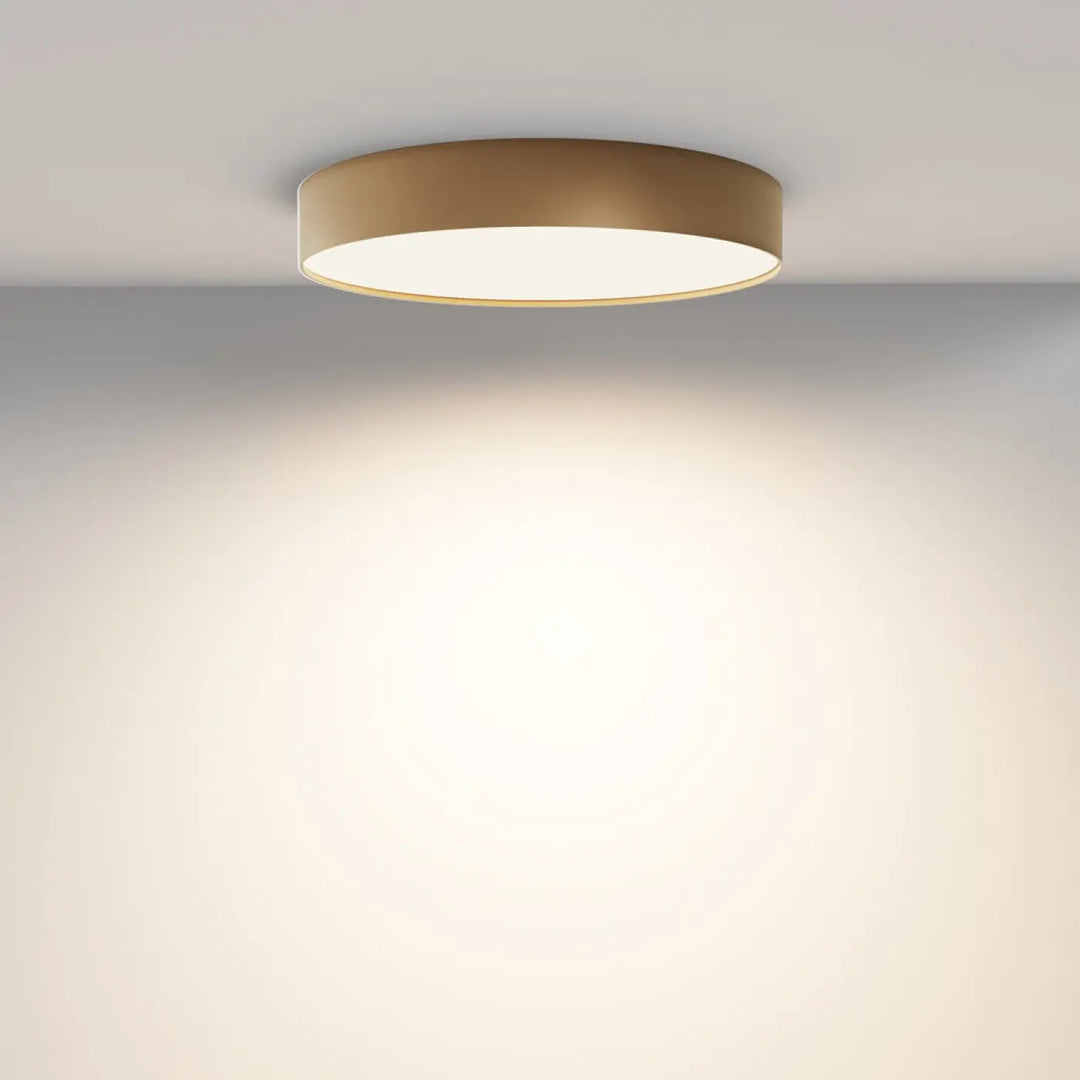 Plafonnier led zon rond minimaliste en finition or brossé avec illumination blanche douce et profil fin