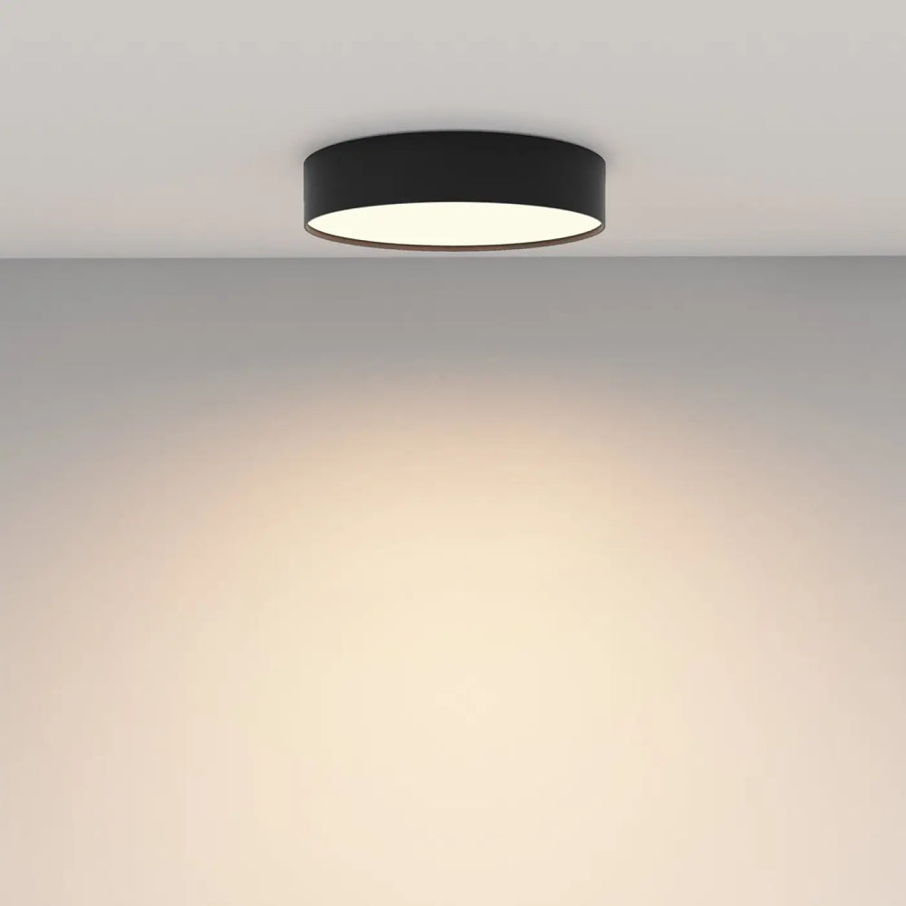 Plafonnier led zon rond minimaliste noir avec profil fin et éclairage blanc chaud pour intérieur moderne