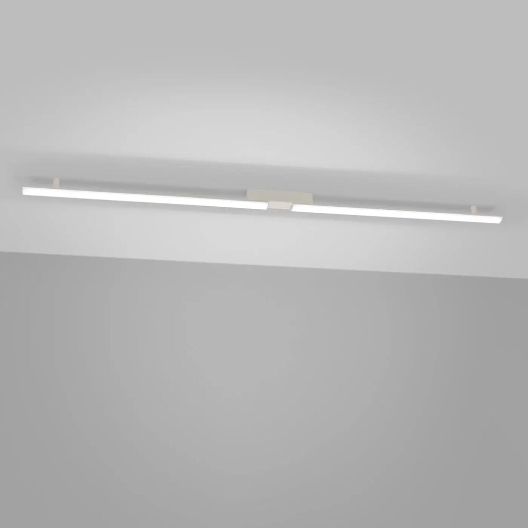 Plafonnier linéaire LAGOM beige allumée, au plafond