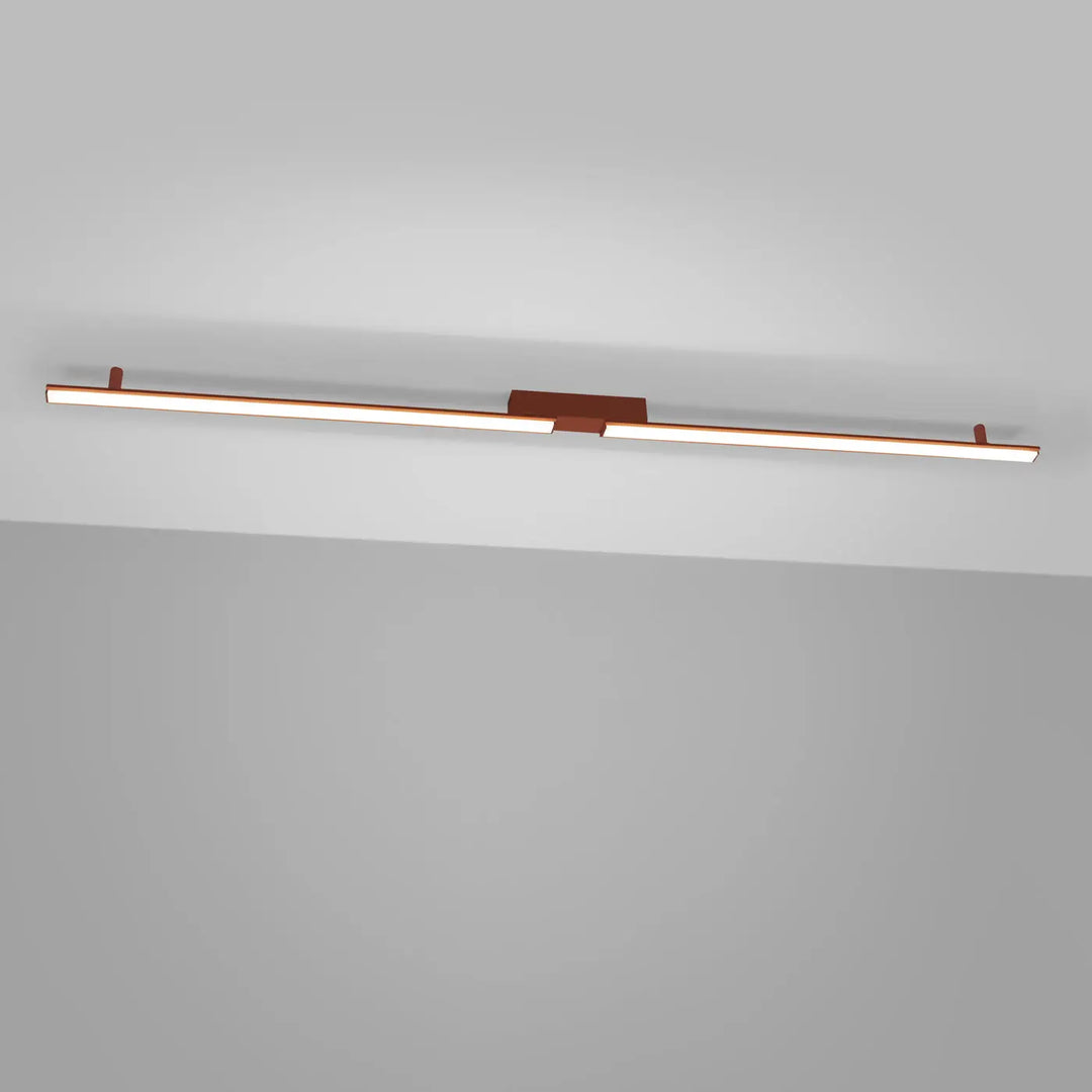 Plafonnier linéaire LAGOM ocre rouge allumée, au plafond