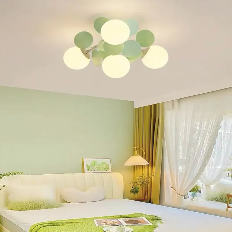 Plafonnier design en globes led éclairage blanc vert chic