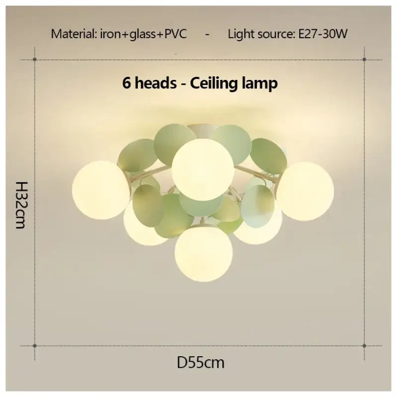 Plafonnier design en globes led éclairage blanc vert chic
