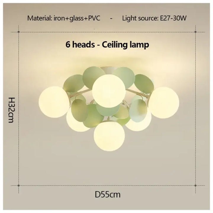 Plafonnier design en globes led éclairage blanc vert chic
