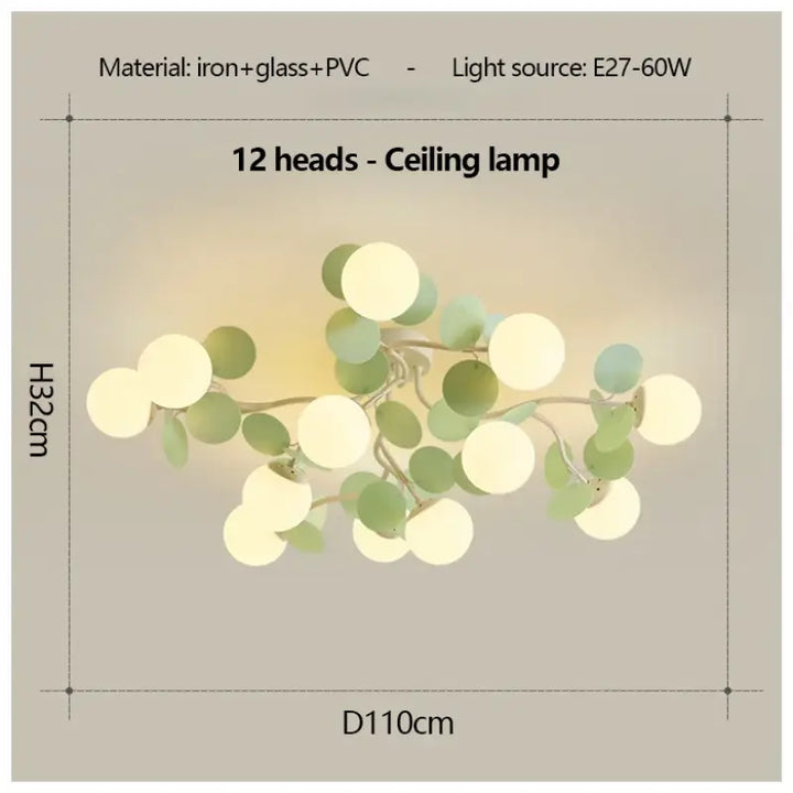 Plafonnier design en globes led éclairage blanc vert chic