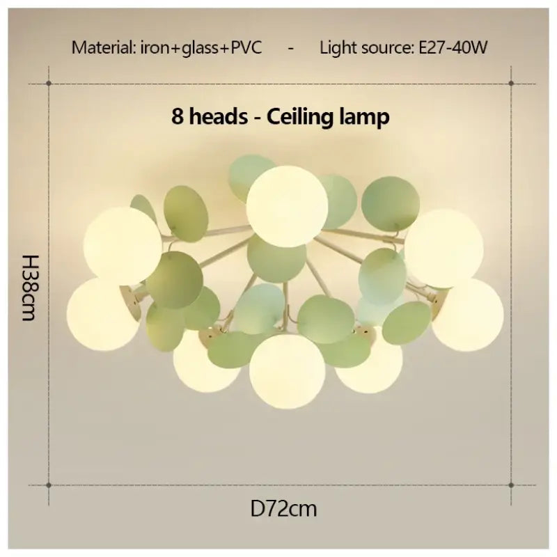 Plafonnier design en globes led éclairage blanc vert chic
