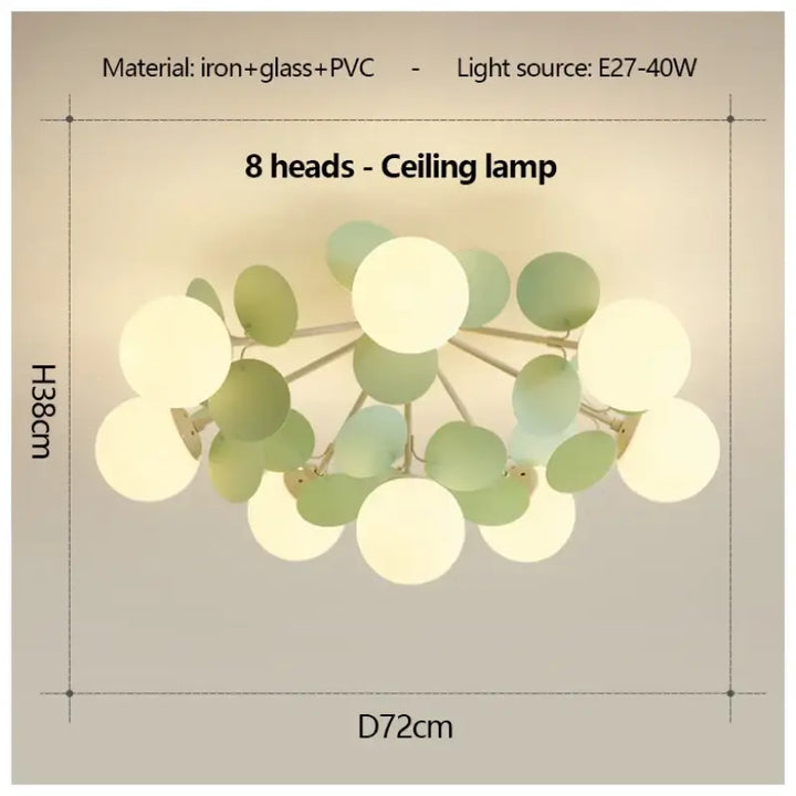 Plafonnier design en globes led éclairage blanc vert chic
