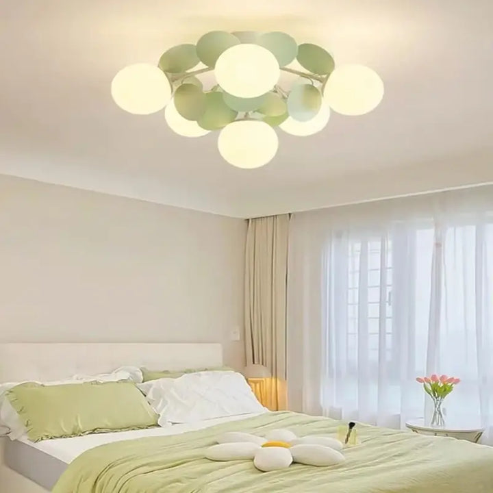 Plafonnier design en globes led éclairage blanc vert chic