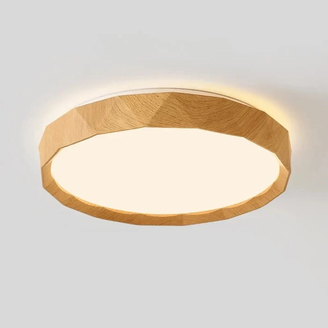 Plafonnier en métal effet bois naturel led stylé