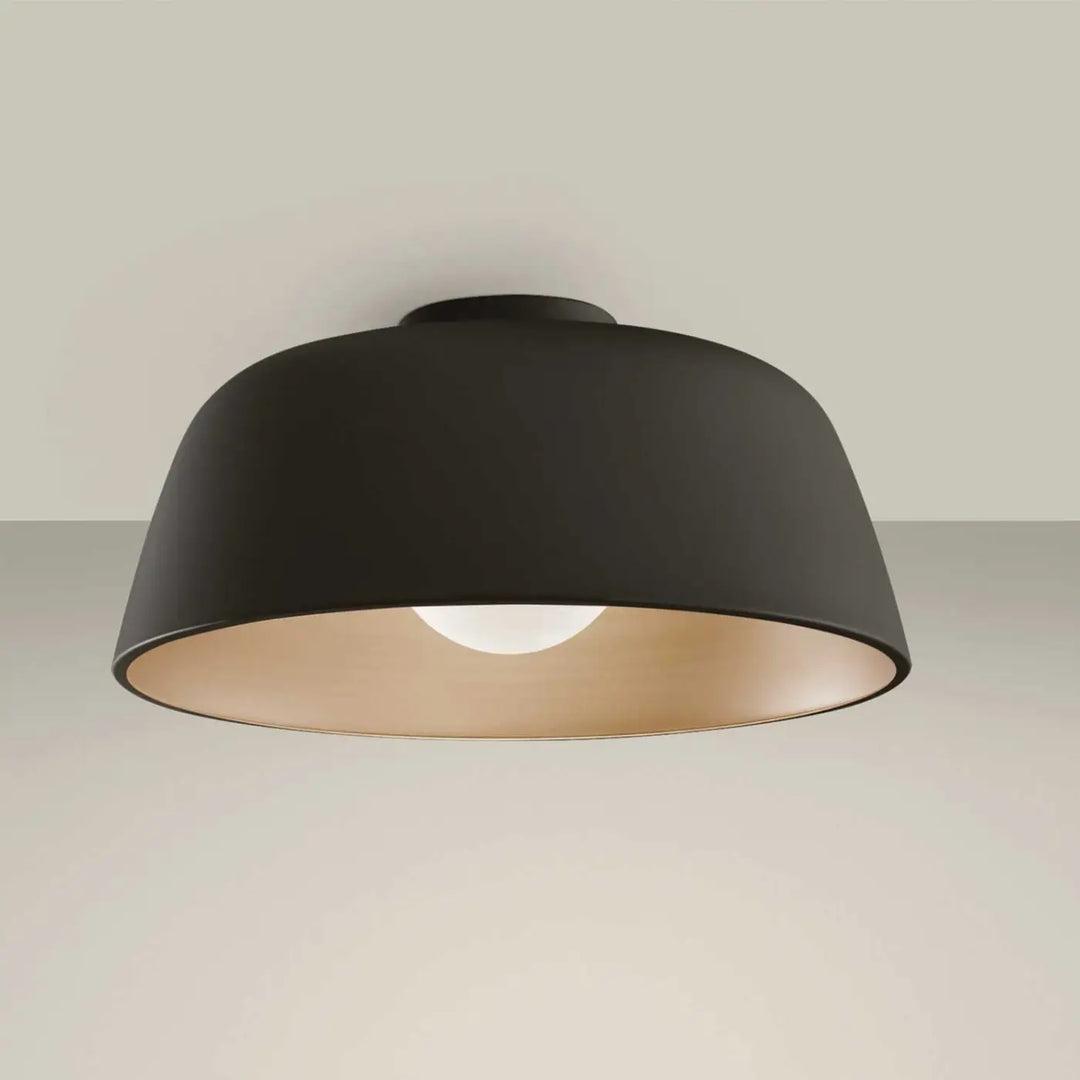 Plafonnier Miso rond en acier noir #couleur_noir