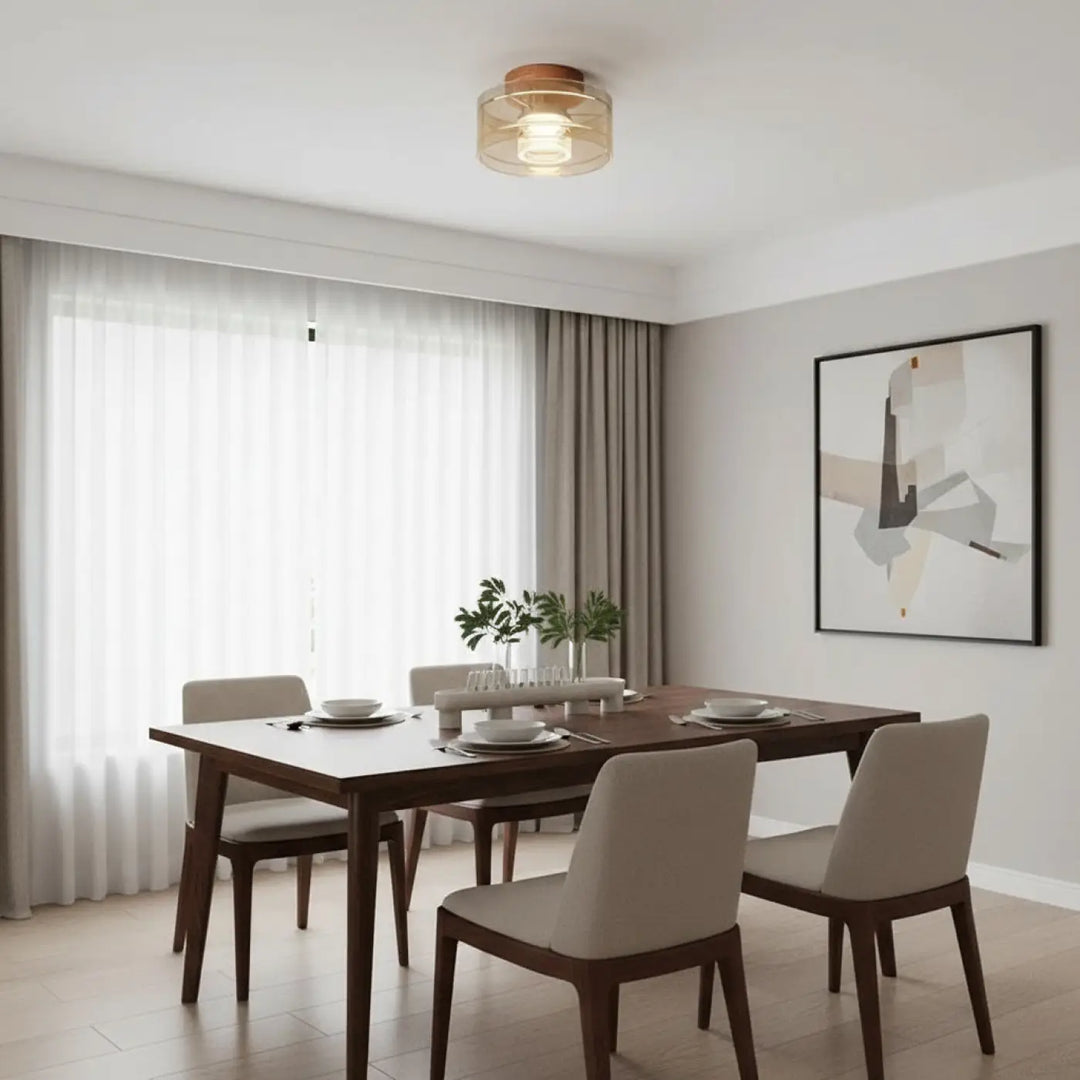 Luminaire plafonnier albeo en verre chaud et laiton pour éclairage intérieur élégant et moderne