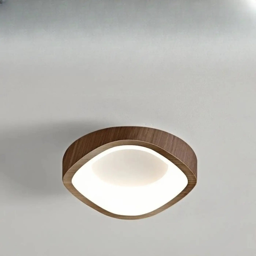 Luminaire plafonnier konja design minimaliste nordique avec cadre en bois grain chaud et panneau blanc pour chambre à coucher méthode d’installation simple