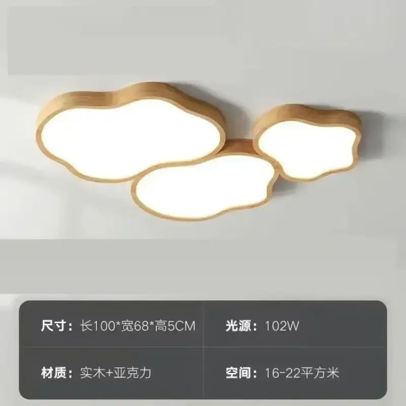 Plafonnier moderne en bois naturel en forme de nuage