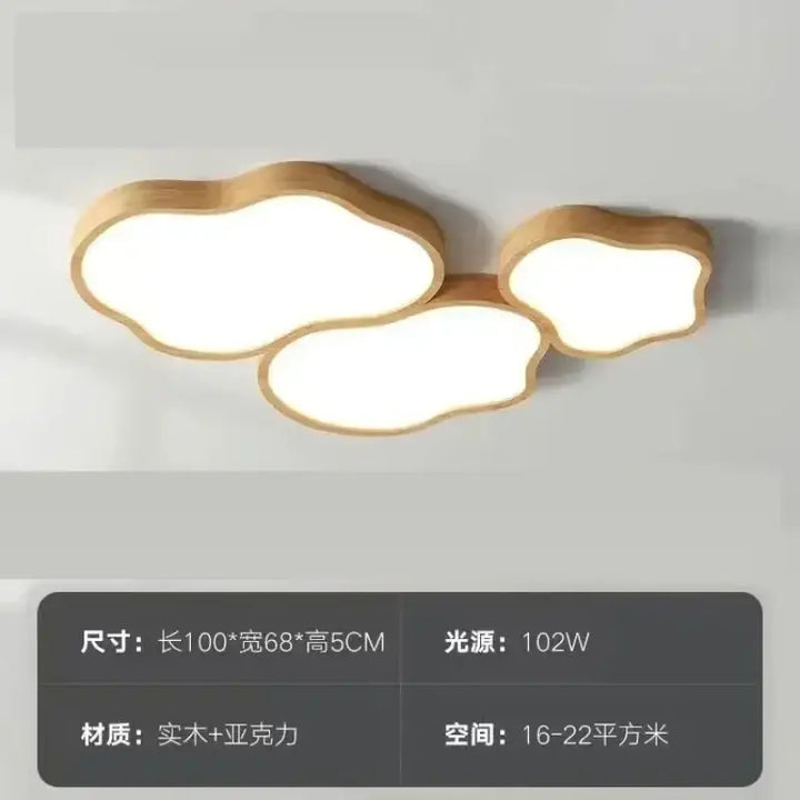 Plafonnier moderne en bois naturel en forme de nuage