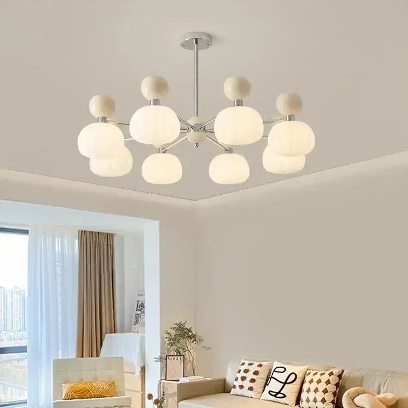 Plafonnier Moderne Globes Blancs Verre Opalin Élégant