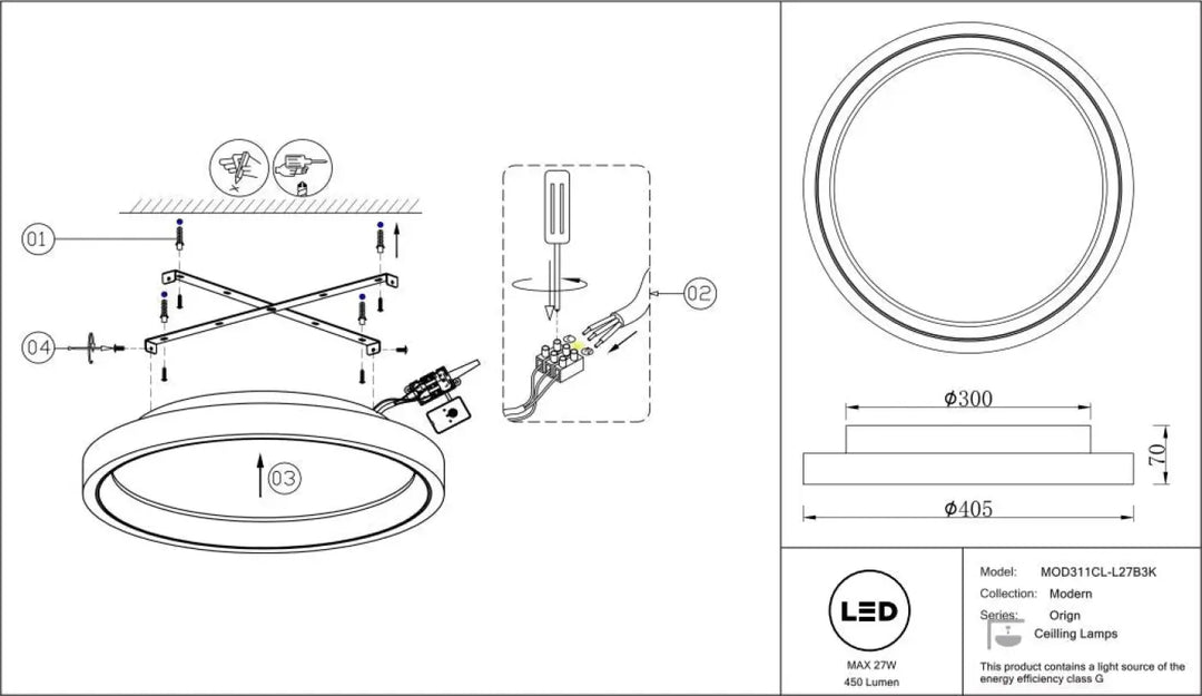 Plafonnier orign effet pierre led moderne circulaire blanc 300mm avec lumière chaude pour intérieur contemporain
