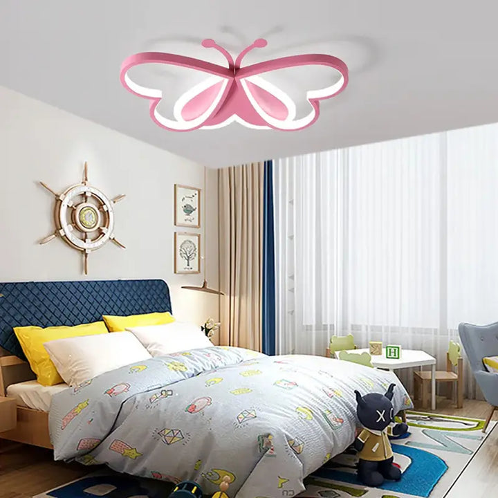 Plafonnier Papillon Rose LED Pour Chambre Enfant Fille

