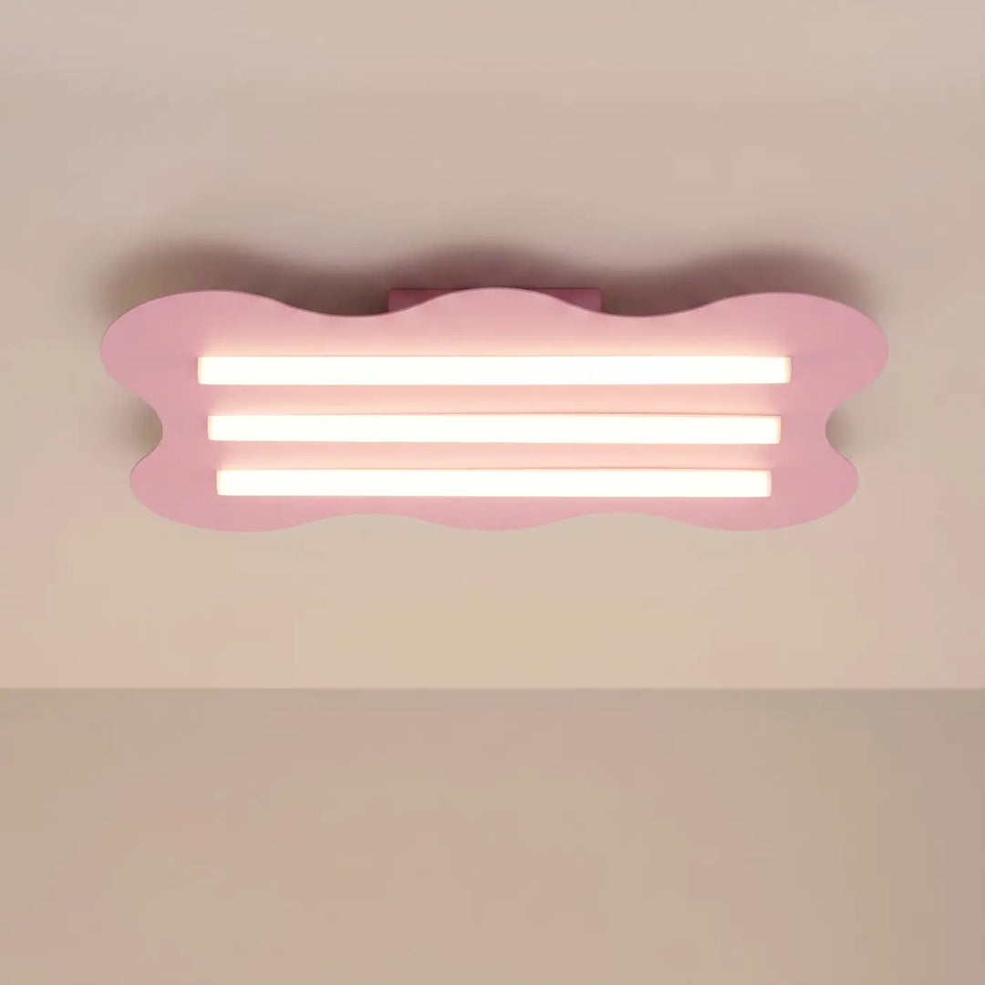 Plafonnier KLOVER rose allumée, au plafond