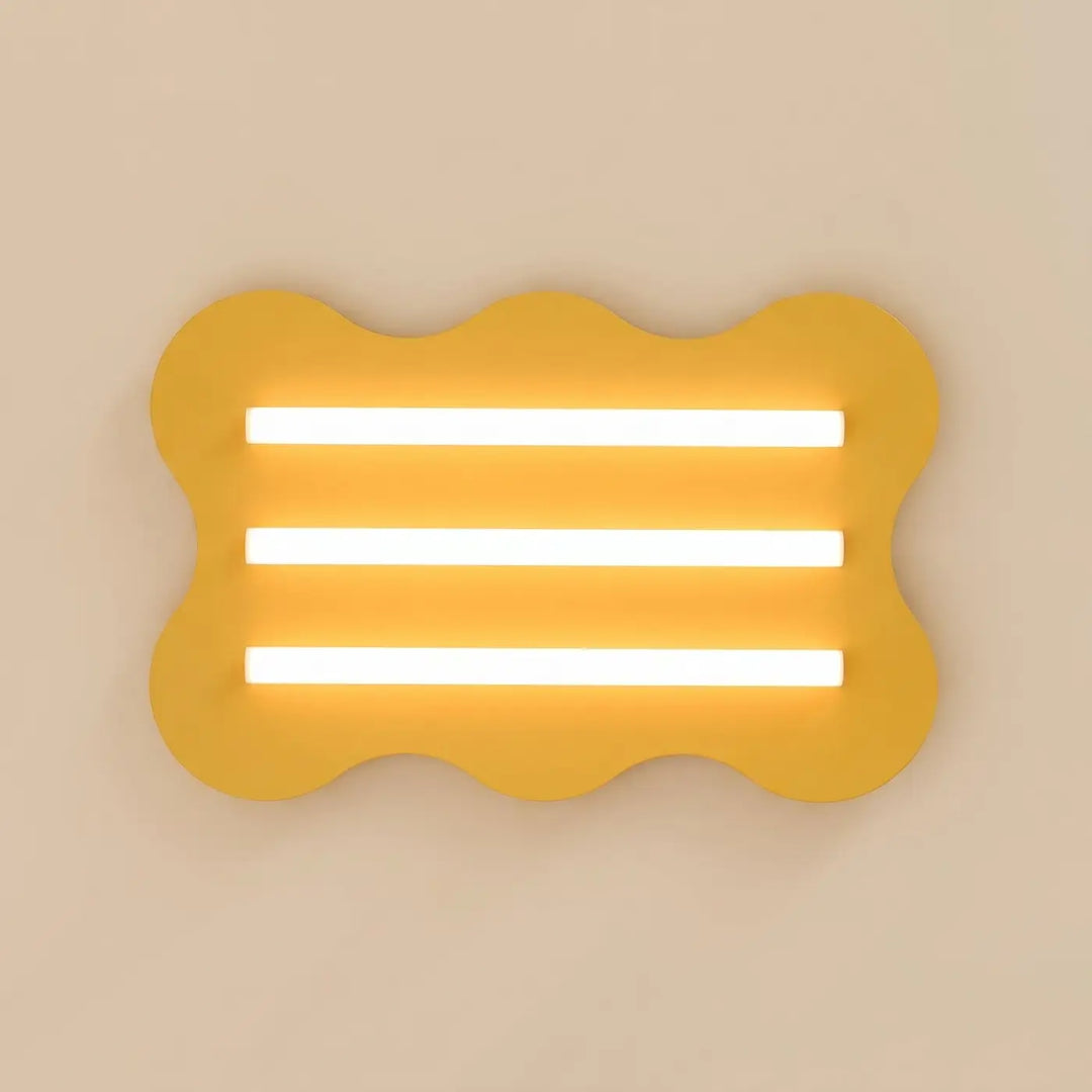 Plafonnier KLOVER jaune allumée, vue de face