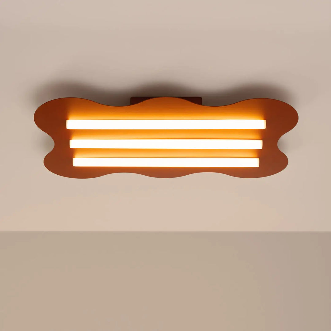 Plafonnier KLOVER ocre rouge allumée, au plafond
