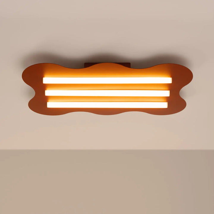 Plafonnier KLOVER ocre rouge allumée, au plafond