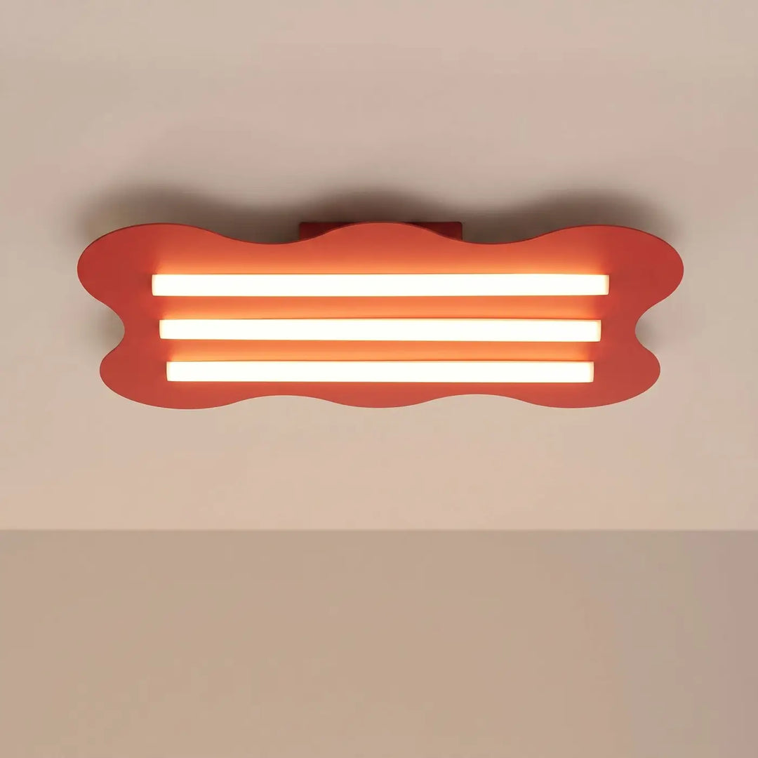 Plafonnier KLOVER rouge allumée, au plafond