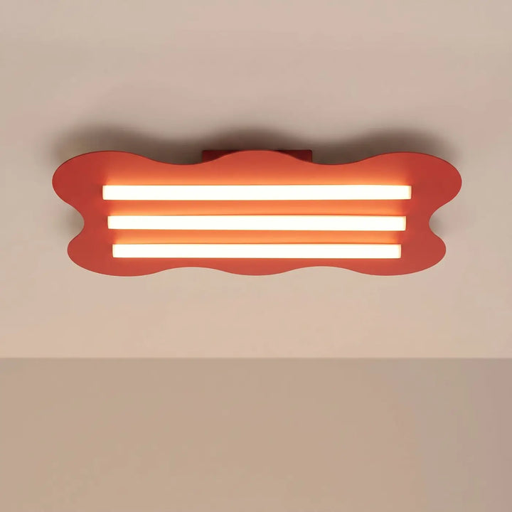 Plafonnier KLOVER rouge allumée, au plafond