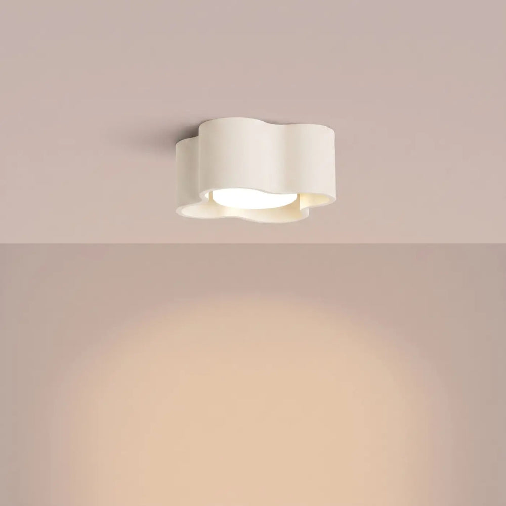 Plafonnier Ovio beige en aluminium, allumé