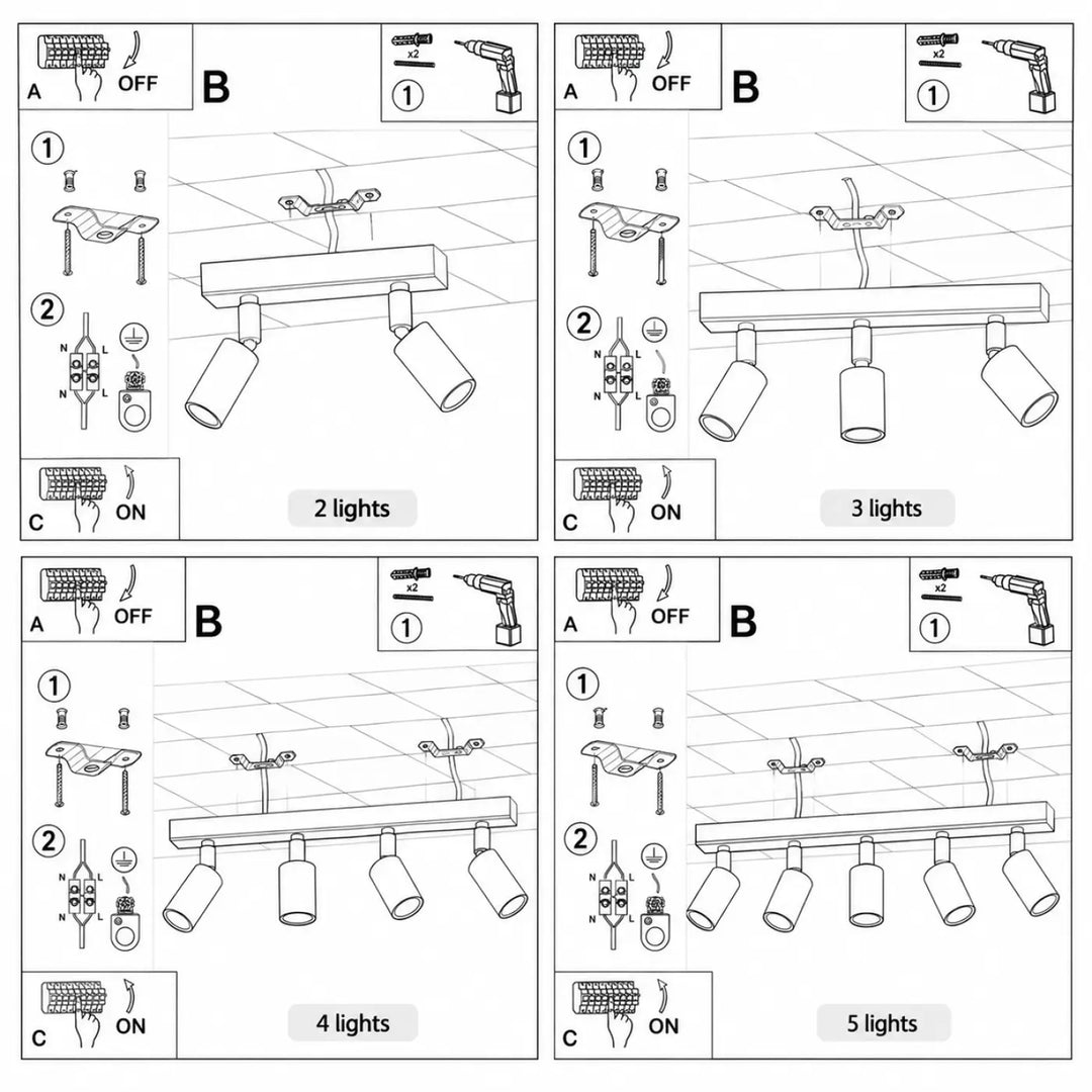 Luminaire plafonnier eyetech avec rampe rectangulaire en tubes d’aluminium et rotules chromées pour éclairage réglable