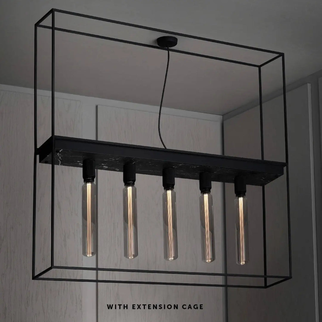 Plafonnier Caged 5.0 en marbre noir et cage en métal noir mat #couleur_noir