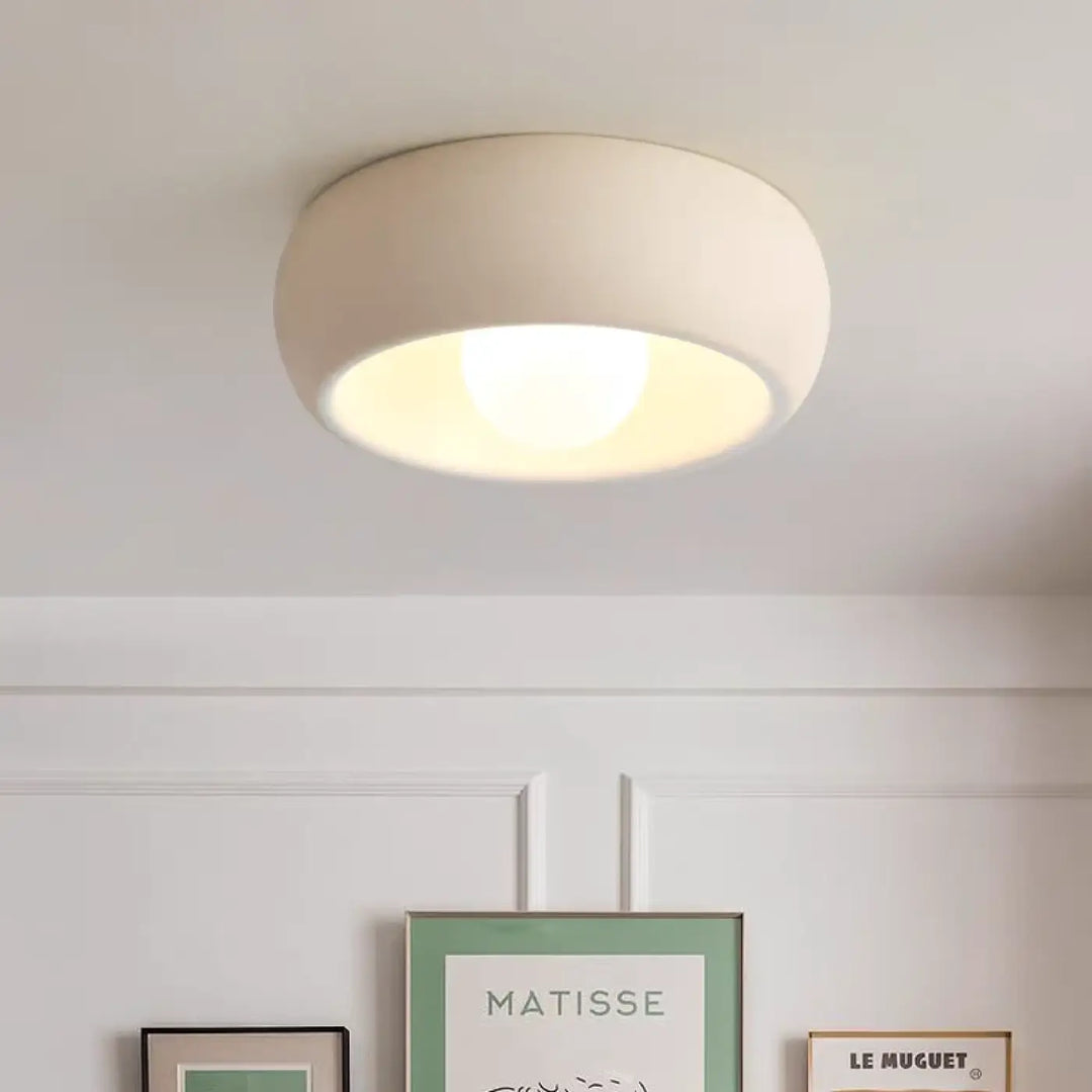 Plafonnier rond design moderne ambiance gris contemporaine