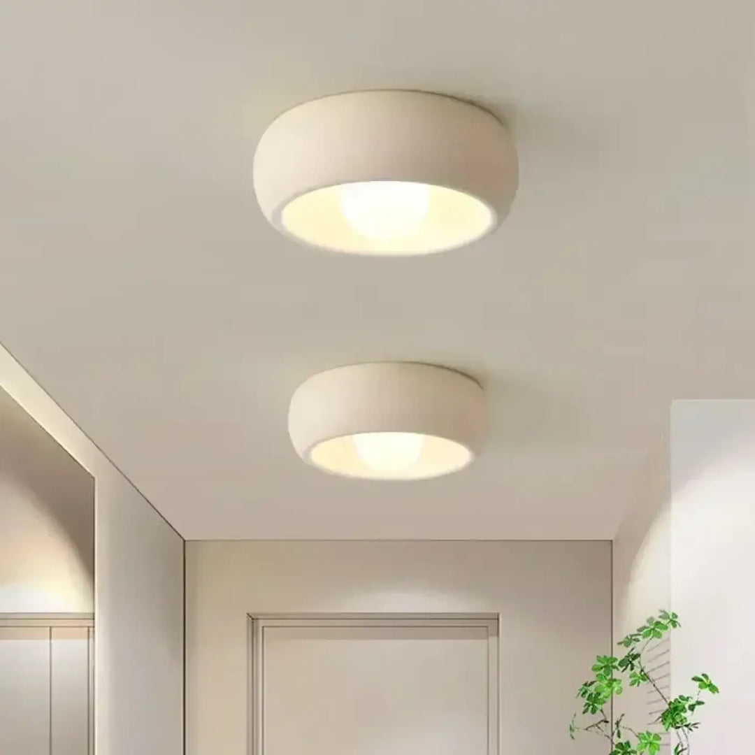 Plafonnier rond design moderne ambiance gris contemporaine