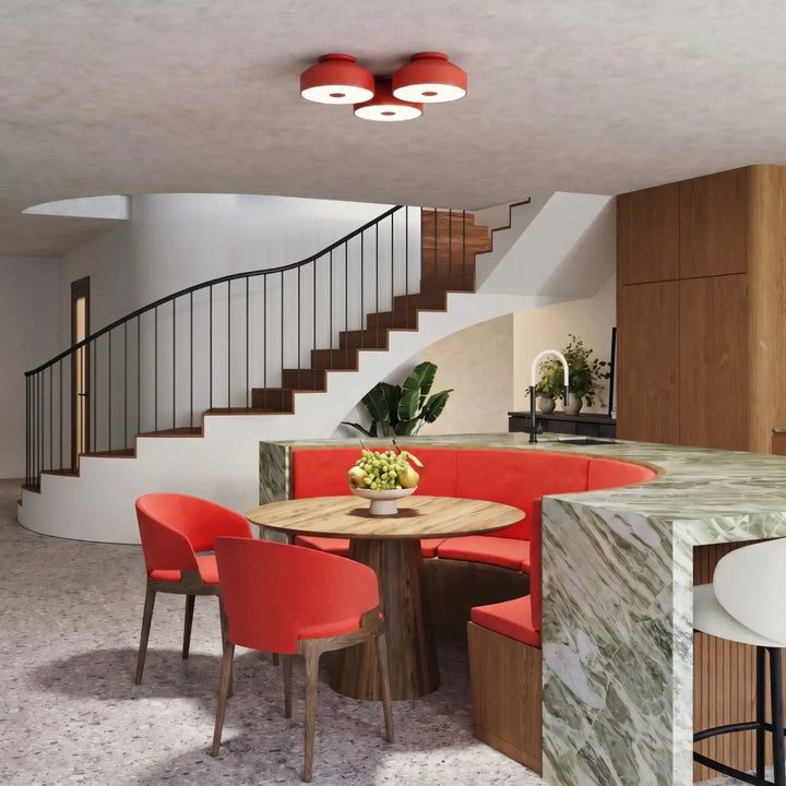 Luminaire Plafonnier rouge dans un intérieur contemporain