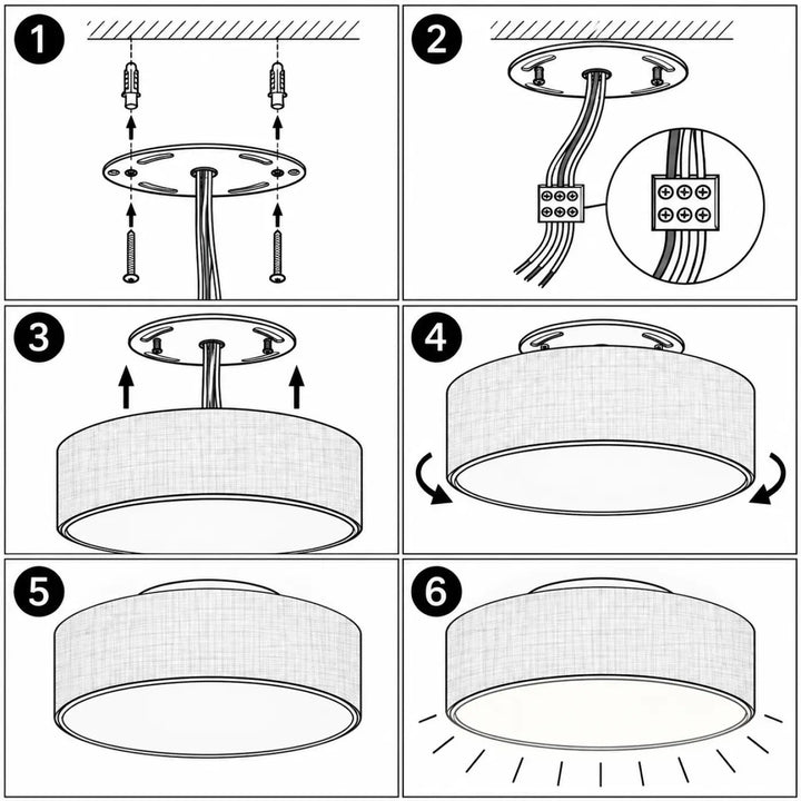 Plafonnier rond graphite puro avec tissu design moderne et cadre métal pour un confort visuel optimal