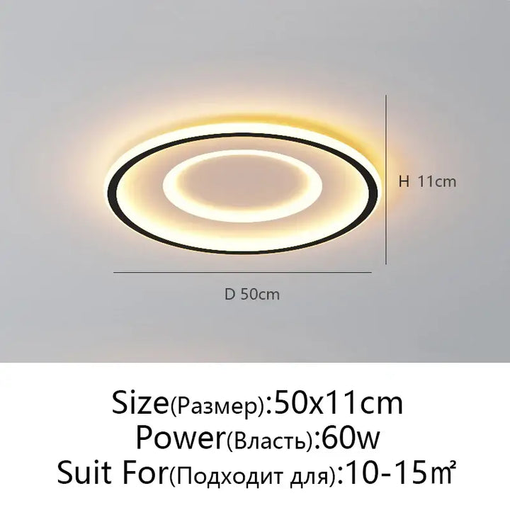 Plafonnier rond led noir élégant et économique style modern