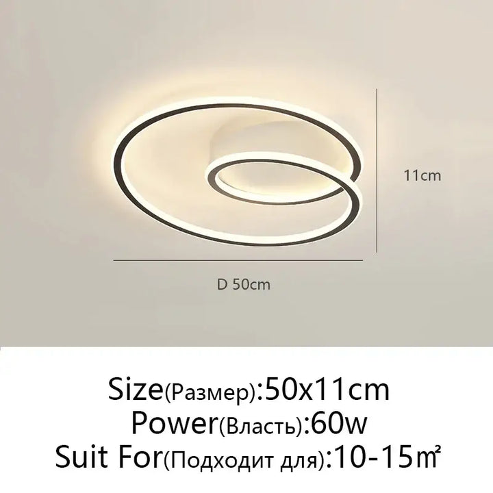 Plafonnier rond led noir élégant et économique style modern