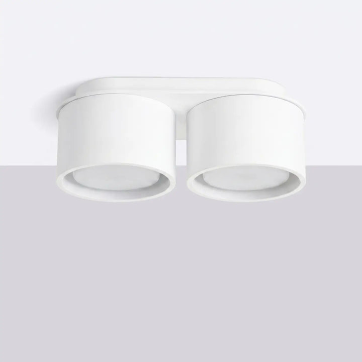 Plafonnier rond plat blanc éteint, vue rapprochée