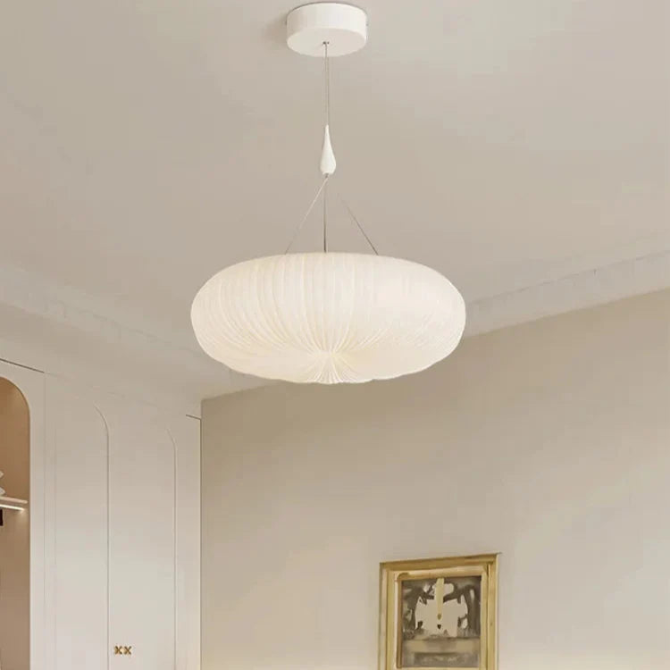 Plafonnier rond plissé blanc style moderne pour chambre ou salon