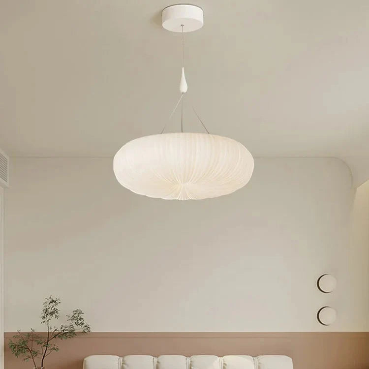 Plafonnier rond plissé blanc style moderne pour chambre ou salon