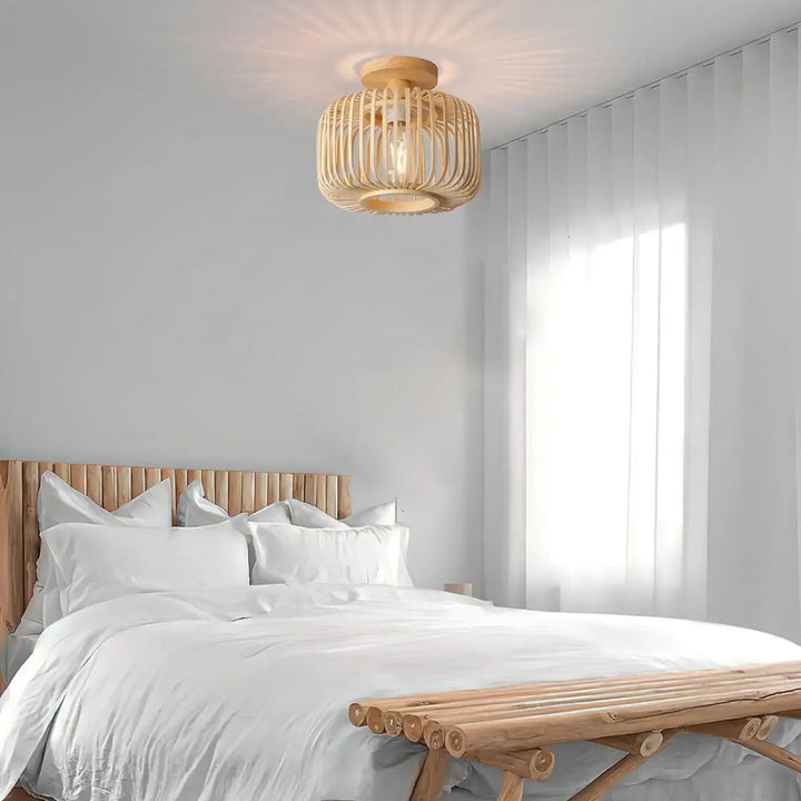 Plafonnier En Bambou Tressé Luminaire Naturel Moderne

